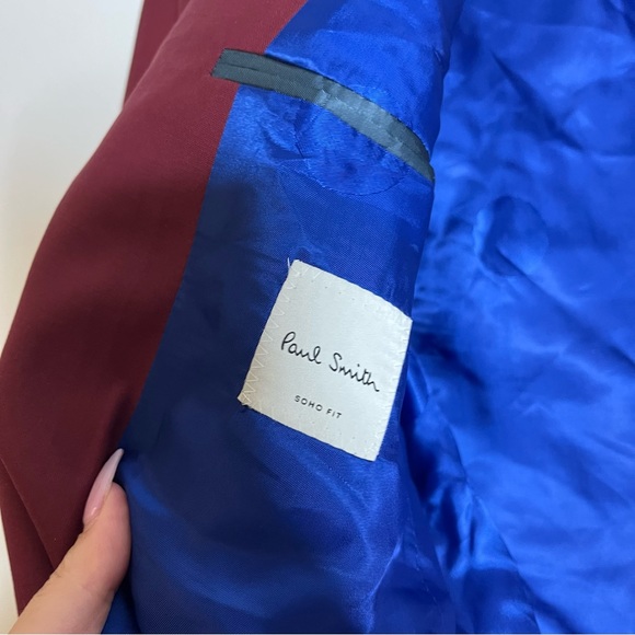 Paul Smith Mens soho fit wool mohair burgundy red blazer suit jacket - Picture 4 of 7